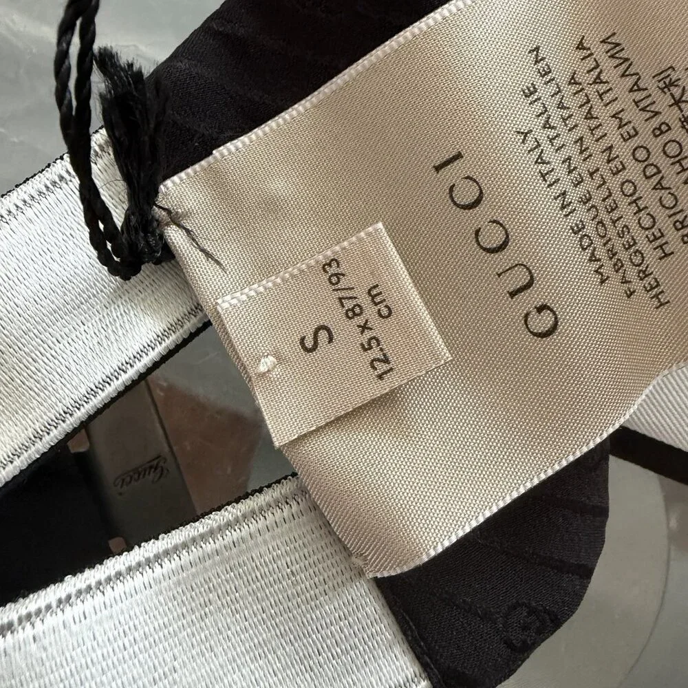 NEW GUCCI SILK CUMMERBUND Black Sz S 100% Authentic Made In Italy GG - Picture 9 of 9